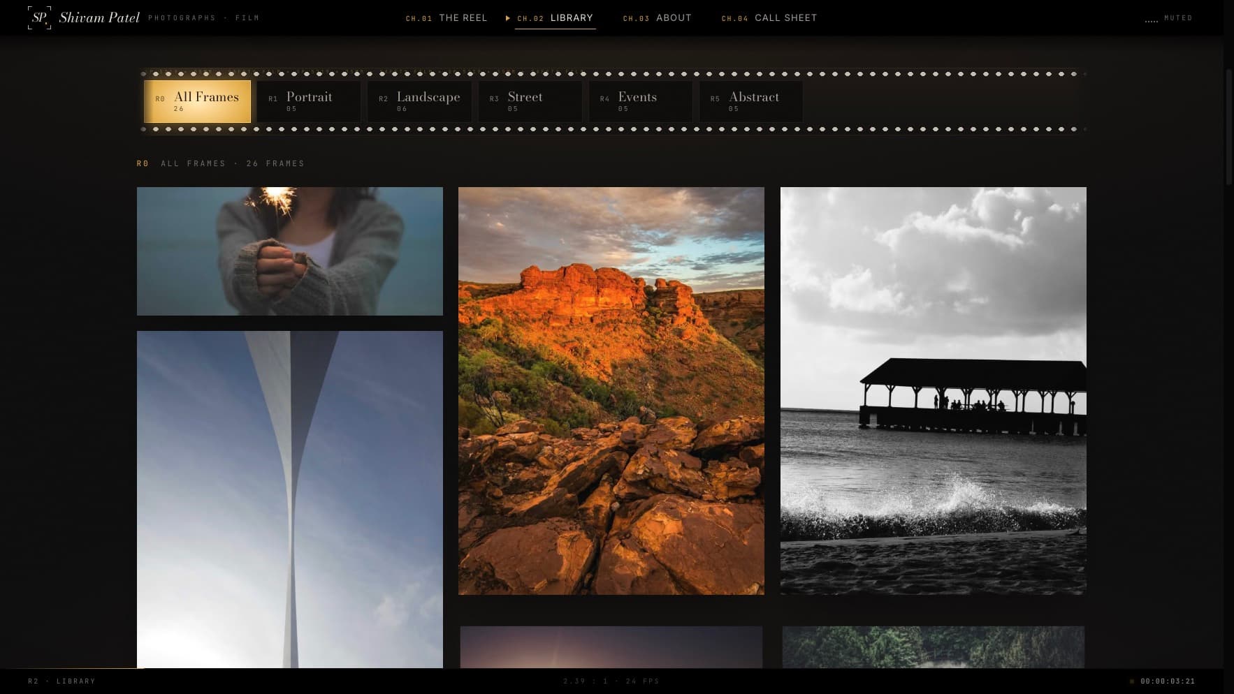 Photography site film-strip library